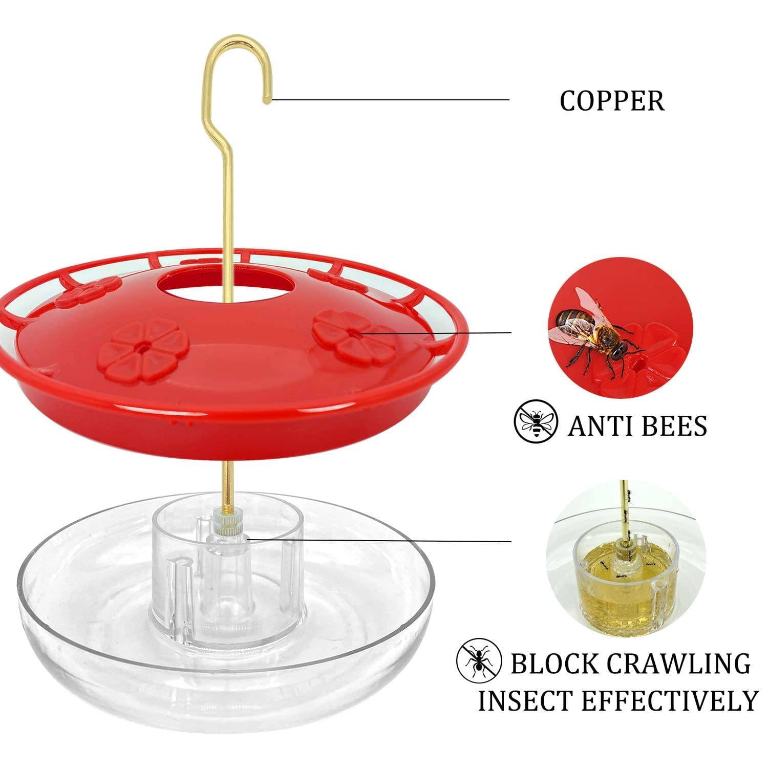 iMucci Hanging Hummingbird Feeders for Outdoors Applies to All Birds, Leak-Proof Hummer Bird Feeder Outside, Easy to Clean and Fill, 16 oz, Red