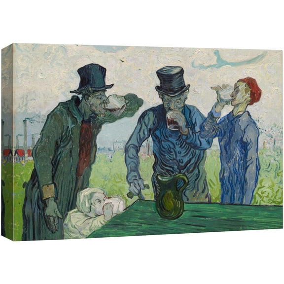 wall26 Canvas Print Wall Art The Drinkers by Master Artist Vincent Van Gogh Nature Wilderness Illustrations Fine Art Relax/Calm Multicolor for Living Room, Bedroom, Office - 32"x48"