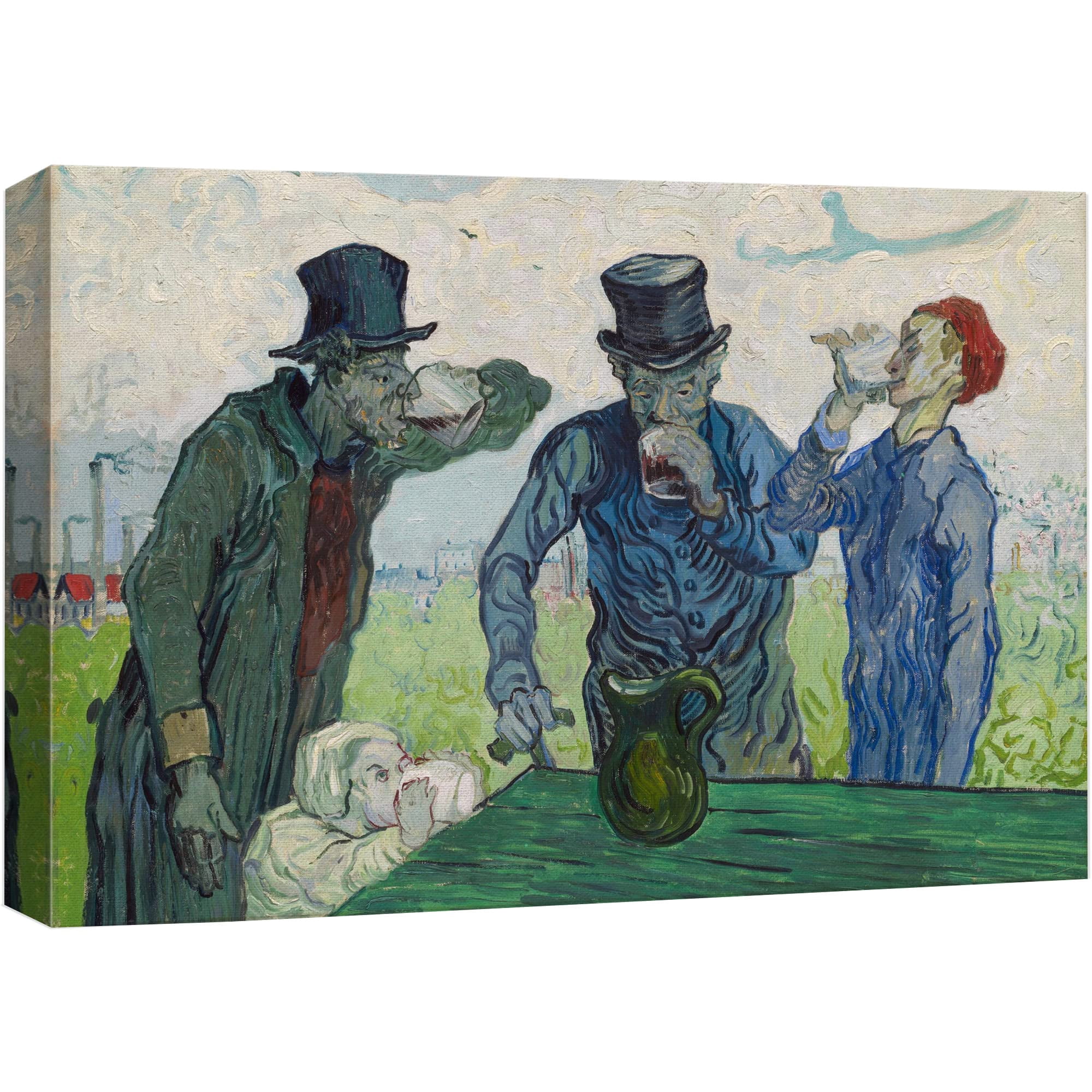 wall26 Canvas Print Wall Art The Drinkers by Master Artist Vincent Van Gogh Nature Wilderness Illustrations Fine Art Relax/Calm Multicolor for Living Room Bedroom Office - 16 x24
