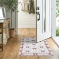 thumbnail image 2 of ODIKA Round Vintage Ribbon Border Boho Dots Seamless Pink Coquette Refined Structured Stain Resistant Thin Throw for Entryway, Kitchen, Laundry Room, 2 of 7