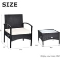 thumbnail image 3 of 3 PCS Patio Wicker Rattan Furniture Set, Outdoor Rattan Sofa Chair and Glass Coffee Table Set, Bistro Wicker Chair Table Set with Soft Cushion for Patio Garden Lawn Backyard Poolside Turquoise, 3 of 5