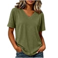 thumbnail image 3 of VBVC Women's V Neck Short Sleeve T-Shirt , Ladies' Loose Fit Breathable Casual Tee , Lightweight Basic Summer Tops For Women,Army Green,S-2XL, 3 of 7