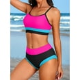 thumbnail image 7 of Attraco Women High Waisted Bikini Sets Sporty Color Block Two Piece Swimsuit Scoop Neck Bathing Suits Shoulder Straps Swimwear, 7 of 7