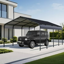 12x20 FT Heavy Duty Metal Carport with Galvanized Steel Roof & Reinforced Base – Outdoor Shelter for Cars, Trucks, Boats – Gray