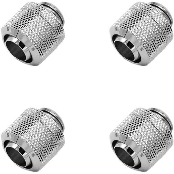 Barrow G1/4" to 3/8" ID, 1/2" OD Compression Fitting for Soft Tubing, Silver Shiny, 4-Pack