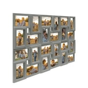 Hello Laura 24 Opening Gray Multiple Photo Frames Collage 4 x 6 Pictures with Large Family and Friend Decor
