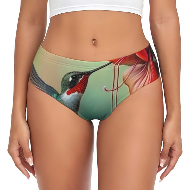 Fotbe Hummingbird Floral Paradise Calzones Estampados para Mujer – Ropa Interior de Algodón, Cómoda, Suave y Elástica-Small