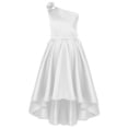 thumbnail image 3 of TiaoBug Kids Girls One Shoulder Flower Girl Wedding Bridesmaid Dress Sleeveless Princess High Low Dresses White 10, 3 of 6