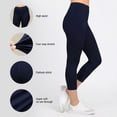 thumbnail image 5 of Hitime Capri Workout Leggings for Women Super Soft Stretchy High Waisted Capri Length Navy Sizes L-XL Yoga Workout Running, 5 of 8