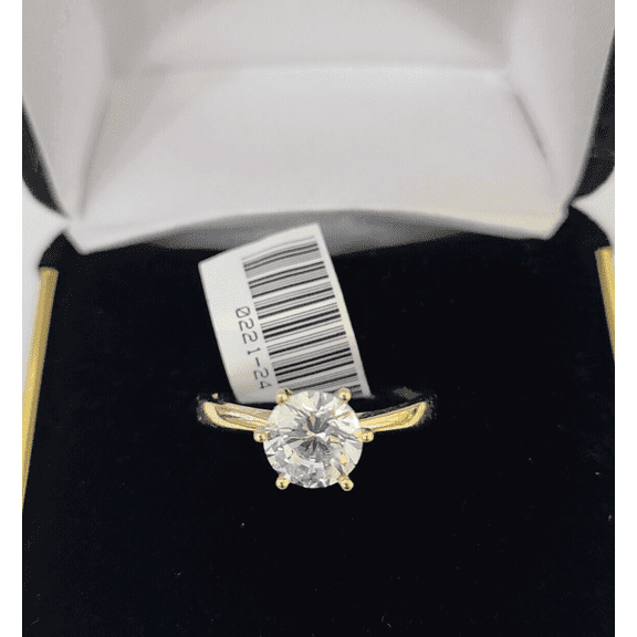 Real 10k Yellow Gold Round Stone Ring Wedding Engagement Size 7 WomensRing