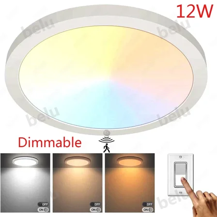 12W Led Ceiling Light Pir Motion Sensor Dimmable Flush Mount Garage Wall Lamp