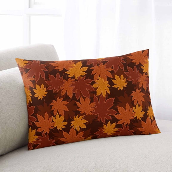 Orange Fall Throw Pillow Covers, Autumn Maple Leaf Botanical Thanksgiving Soft Breathable Pillow Cases with Invisible Zipper for Sleeping, King Size Pillowcases for Couch Bed Sofa Chair 20x36 Inches