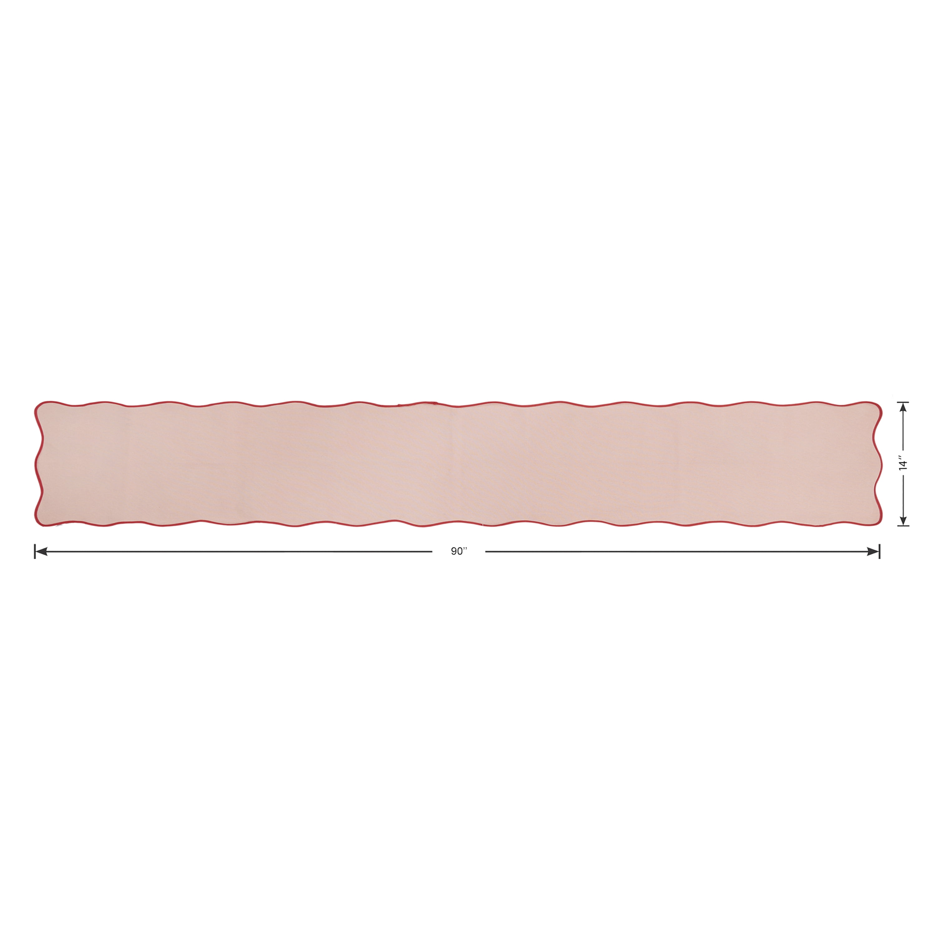 Scallop Table Runner - 14" x 90" - 100% Cotton, Pink & Red