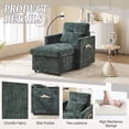 thumbnail image 4 of Multifunctional Lazy Person Sofa Bed Recliner with Storage and Side Pocket, Can Be Stored Storage Backrest with Phone Holder, Chenille Single Leisure Chair for Living Room,Bedroom,Small Space,Emerald, 4 of 6