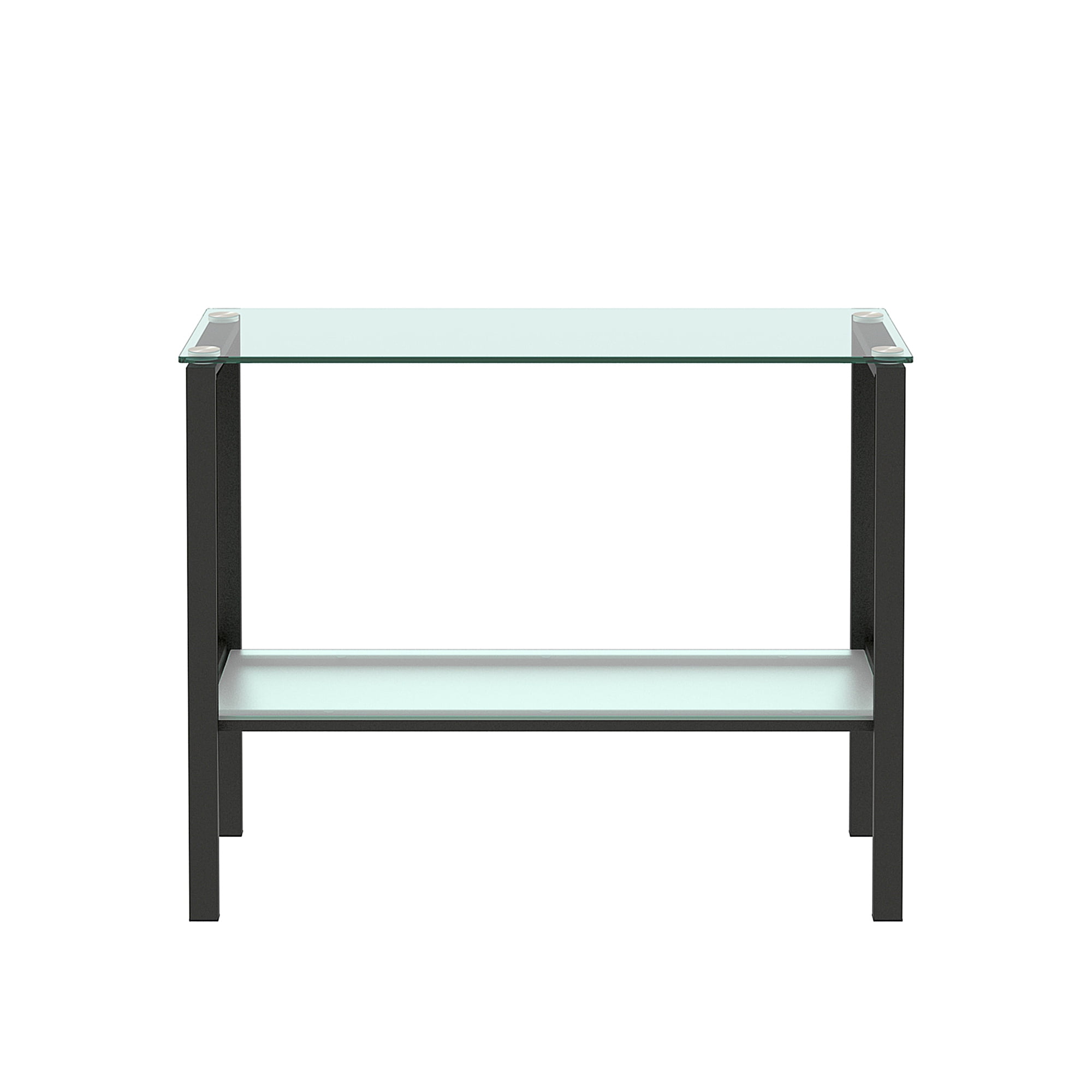 Resenkos Clear Tempered Glass Metal Frame Console Table with Shelves, Modern Entryway Table for Living Room, Hallway Resenkos Clear Tempered Glass Metal Frame Console Table with Shelves, Modern Entryway Table for Living Room, Hallway