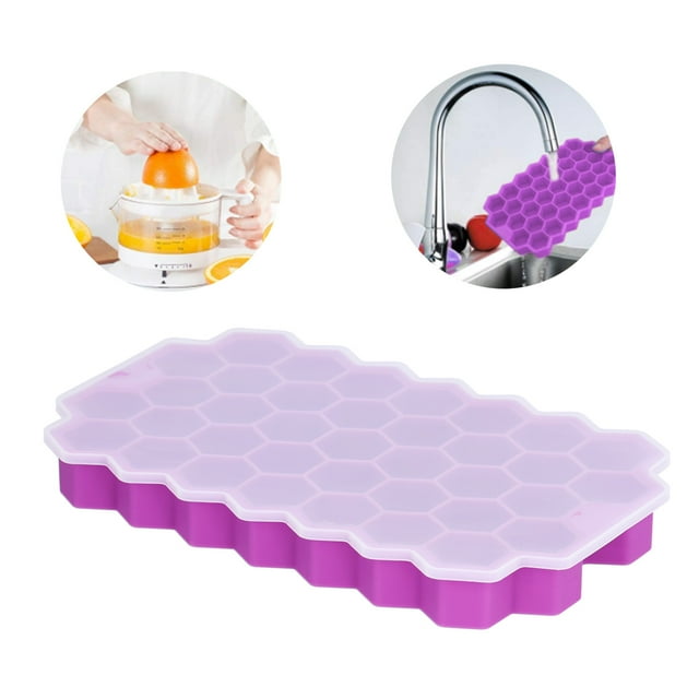Plateau à Glace en Forme de Cellule de 37 Grilles avec Couvercle en Silicone pour Bar