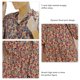 thumbnail image 4 of Vestido de gasa rojo para mujer, talle alto, detalle de botones, cuello alto, mangas largas y estampado floral de moda, talla S, 4 of 5
