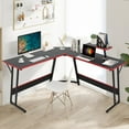 thumbnail image 3 of CL.HPAHKL L Shaped Desk Corner Gaming Desk Table with Large Monitor Riser Stand Computer Desk with Large Desktop Studying and Working and Gaming for Home and Work Place（ Black 51 Inch）, 3 of 7