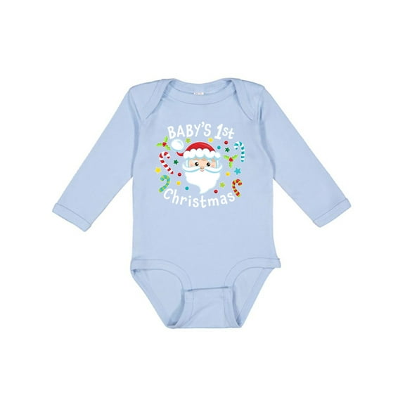 Inktastic Baby's 1st Christmas Santa with Candy Canes Boys or Girls Long Sleeve Baby Bodysuit