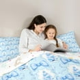 thumbnail image 4 of jejeloiu Ribbon Bow Tie Bedding Comforter Set 7pcs,Cartoon Xmas Tree Queen Bedding Sets,Blue White Queen Sheet Sets For Boy Kids,Microfiber Bedroom Decor Reversible, 4 of 8