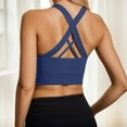thumbnail image 4 of Gpoecd Racerback Sports Bra Womens Casual Back Camisole Tank Top for Home Comfort All Year Round Soft Stretchy Sleeveless Basic Undershirt Seamless Bras for Women Blue,L, 4 of 5