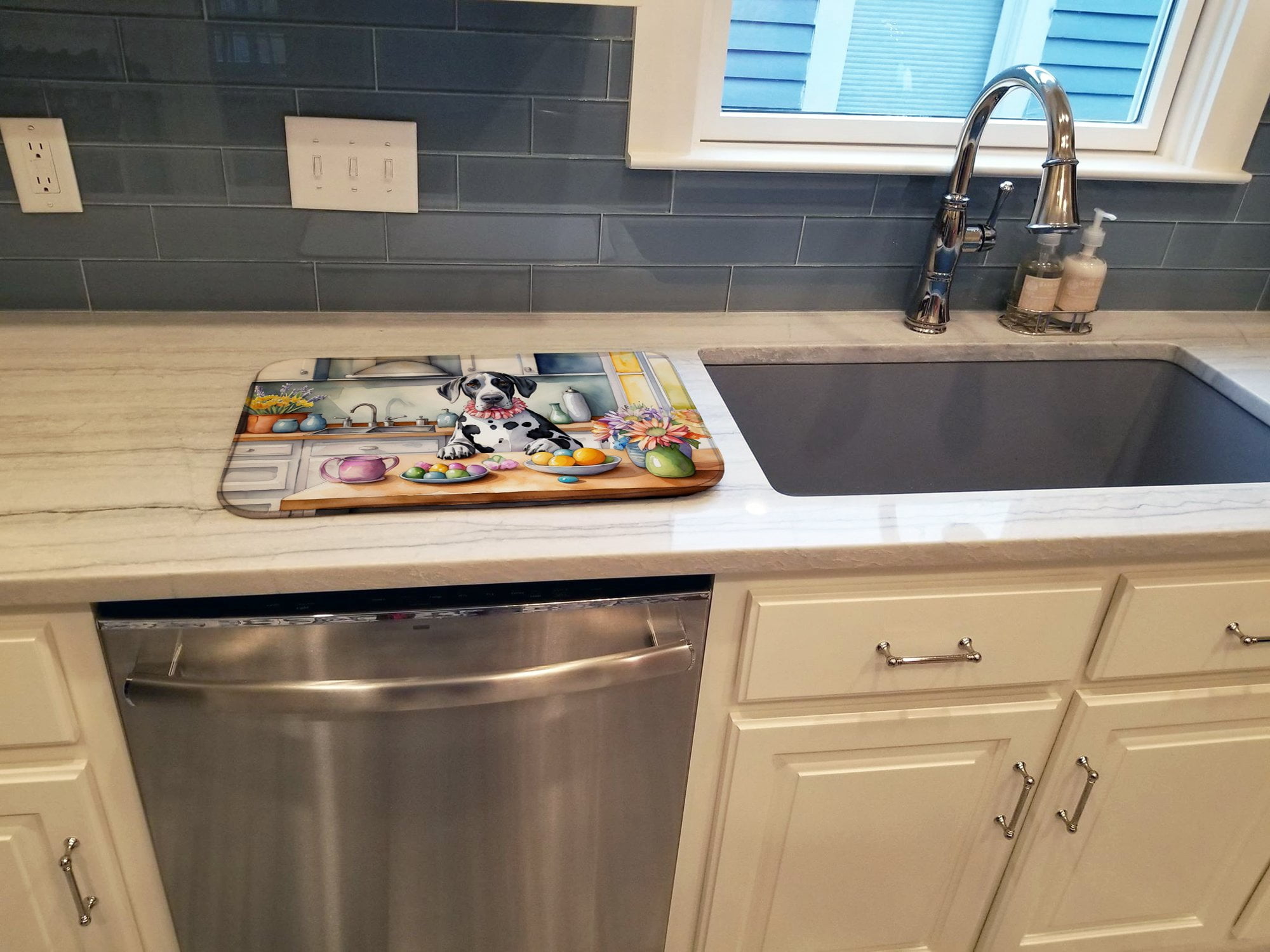 Decorating Easter Great Dane Dish Drying Mat