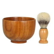 Carevas Beard Shaving Bowl Shaving Soap Mug for Men with Shave Lather Brush Wooden Shaving Bowl