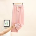 thumbnail image 2 of UAMVSH Girls Loose Fit Straight Wide Leg Pants Lightweight Ice Silk Elastic Waist Pants Kids Fall Pull on Casual Pants with Drawstring(4-5 Years,Pink), 2 of 6