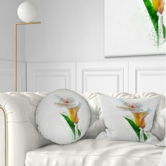 Designart Beautiful Flower with Paint Splashes - Floral Throw Pillow - 12x20