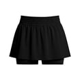 thumbnail image 6 of Women's Casual Solid Color Summer Elastic Waist Stretchy Pants, Mid Waisted Fit, Loose Soft Fabric, Lounge Athletic Gym, Yoga Running Fitness | VerBelle,Black L, 6 of 7