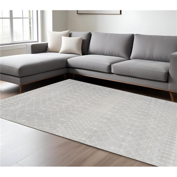 HomeRoots 532911 9 x 12 ft. Gray & Ivory Moroccan Washable Rectangle Area Rug