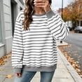 thumbnail image 2 of Women's Oversized Striped Sweatshirt Fleece Long Sleeve Color Block Crew Neck Shirt Loose Soft Casual Pullover Top Gray L, 2 of 10