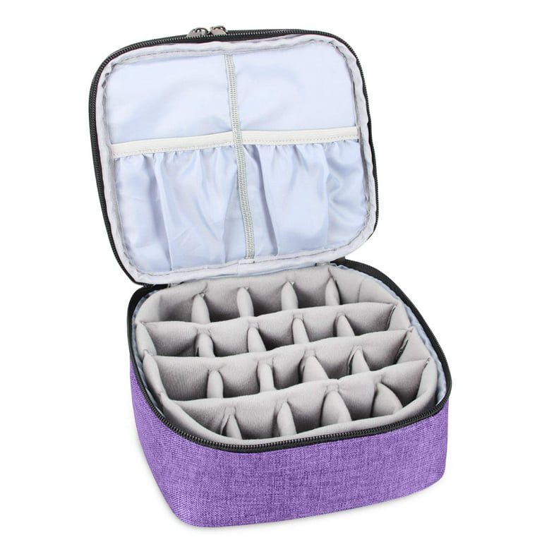LUXJA Nail Polish Carrying Case - Holds 30 Bottles (15ml - 0.5 fl.oz),  Double-layer Organizer for Nail Polish and Manicure Set, Purple (Bag Only)