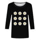 thumbnail image 5 of Tops de Cuello Redondo para las Mujeres Moda Impresa 3/4 Mangas Blusa Casual Top, Estante de Imitación, 5 of 5