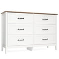 thumbnail image 3 of White Dresser, Lofka 6 Drawer Dresser for Bedroom, Chests of Drawers for Living Room, White+Rustic Brown, 3 of 10