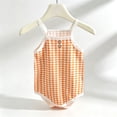 thumbnail image 2 of biudgviw Baby Girl Clothes Breathable Plaid Camisole Bodysuit Newborn Infant Outfit Button Front Sleeveless Casual Onesies(Orange,6-9 Months), 2 of 7