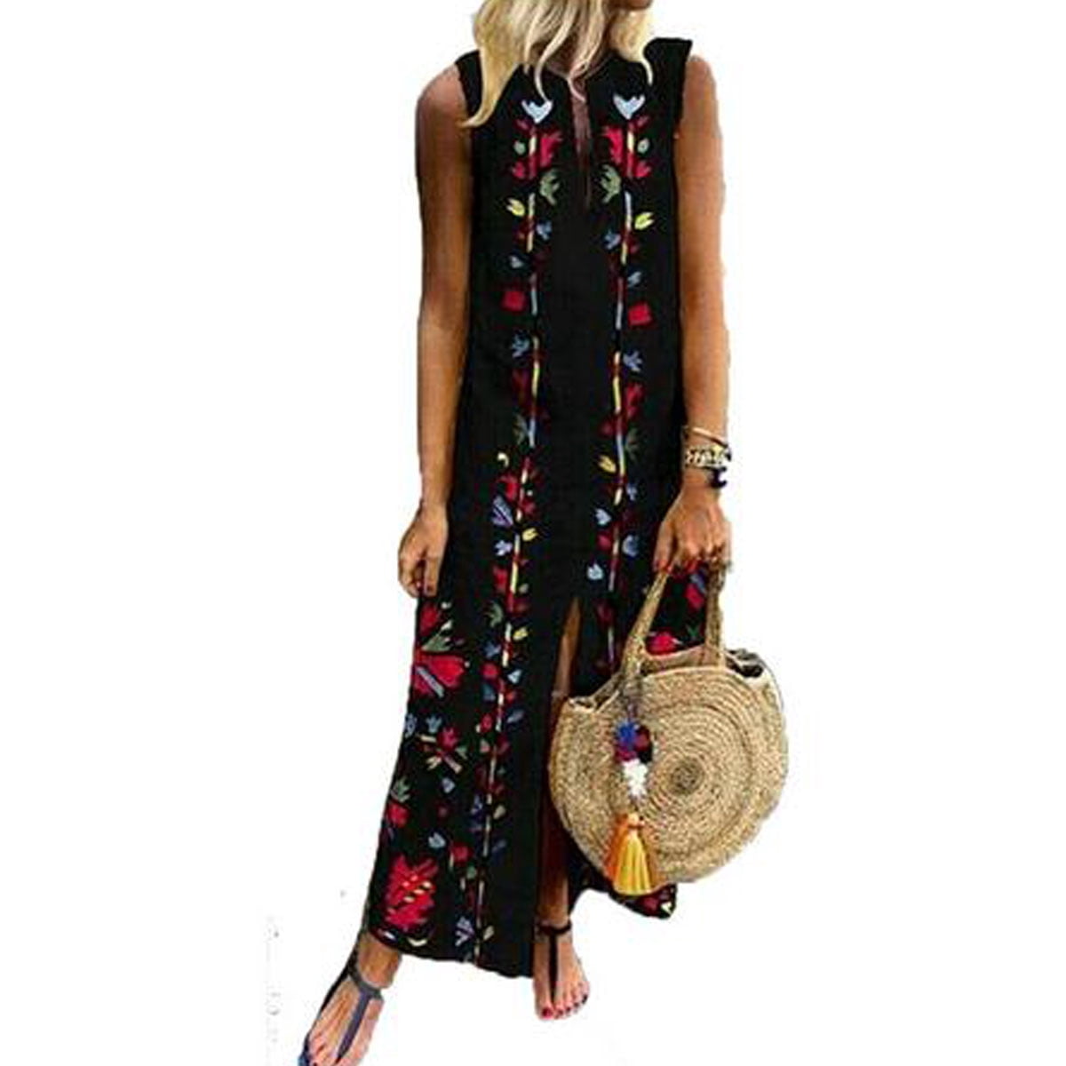 sleeveless linen maxi dress