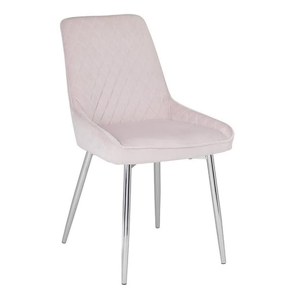 Home Gear Lot de 2 chaises de salle à manger avec cadre argenté et dossier cousu en diamant