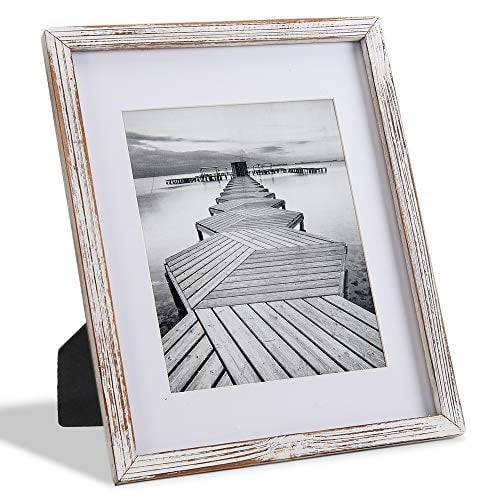 Barnyard Designs Rustic Farmhouse Distressed Picture Frame with Mat