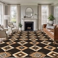 thumbnail image 3 of Brown Geometric Area&nbsp;Rug 5x7ft Retro National Style Non-Slip&nbsp;Washable Square&nbsp;Rugs Soft Felt Indoor Floor Mat for Bedroom Kitchen Living Room Bathroom, 3 of 9