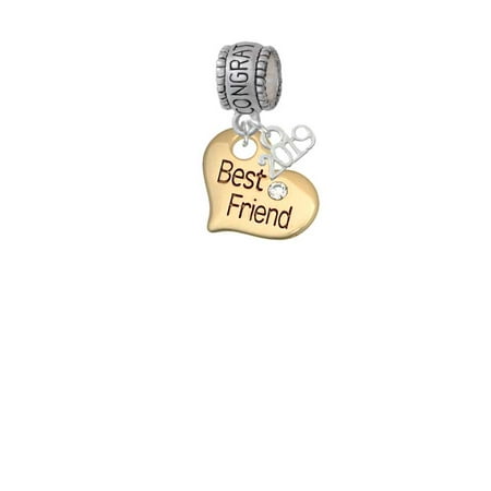 Goldtone Large Best Friend Heart with Crystal - 2019 Congraduations Charm (Crystal Charity Best Dressed 2019)