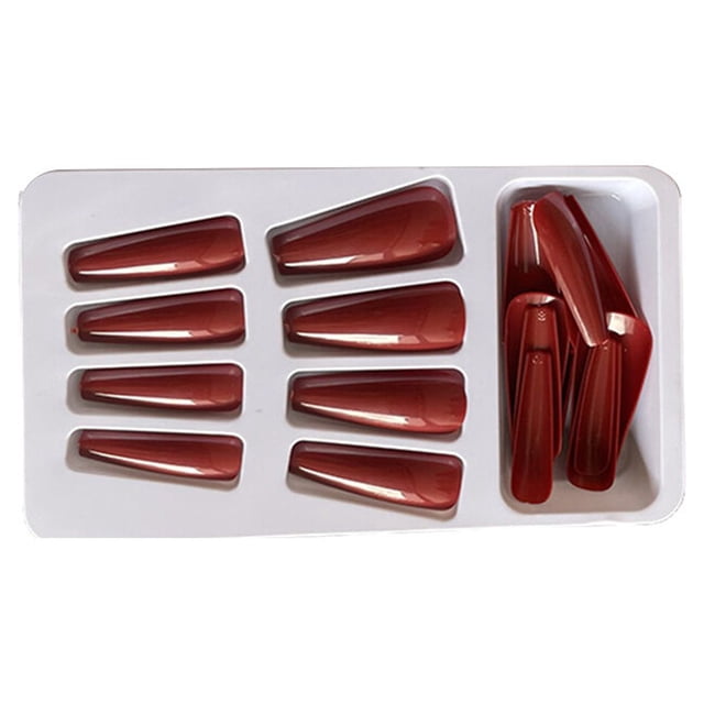 1 Set French Tip Press on Simple Operation Nails Coffin False Toe Files Glittery Stick Full Cover Ballet Style Beauty Tool DIY Decorations Type 4