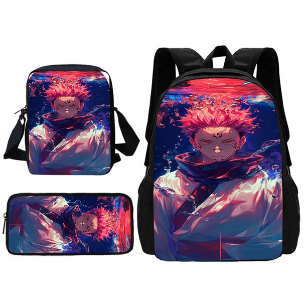 Mochila escolar Jujutsu Kaisen Satoru Gojo para niños y niñas, bolso de hombro, bolsas de lápices, el mejor regalo, Juego de 3 piezas