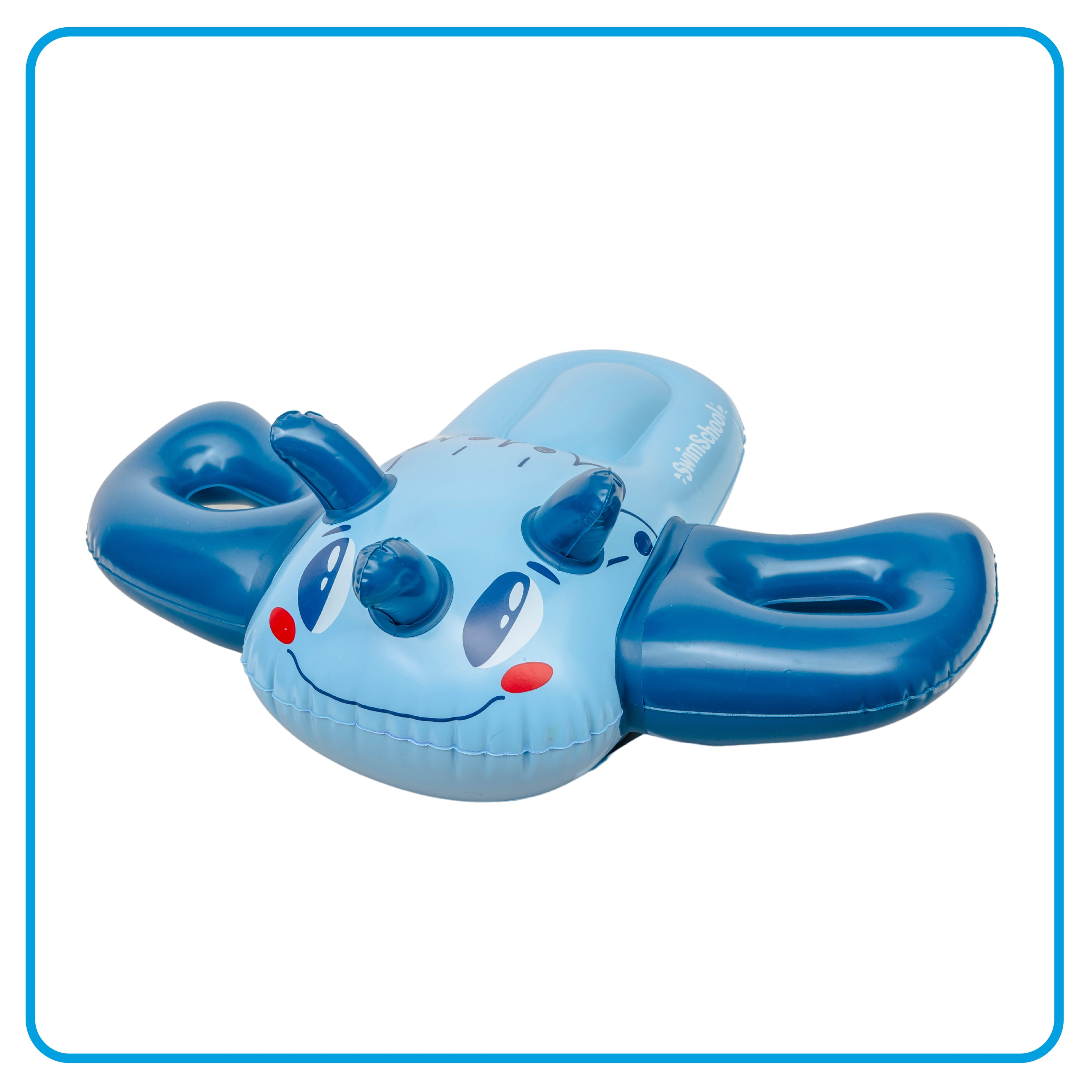 SwimSchool Inflatable Blue Dino Pool Float, Kids Swimming Kickboard