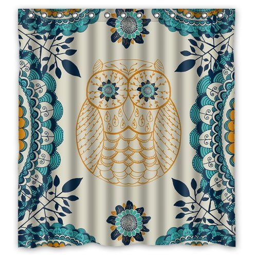GreenDecor Owl Owl D Printed Waterproof Shower Curtain Set with Hooks