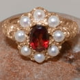thumbnail image 6 of LBG British Made Solid 9k Rose Gold Natural Garnet & Cultured Pearl Womens Anniversary Ring - 33 size options - Size 12, 6 of 8