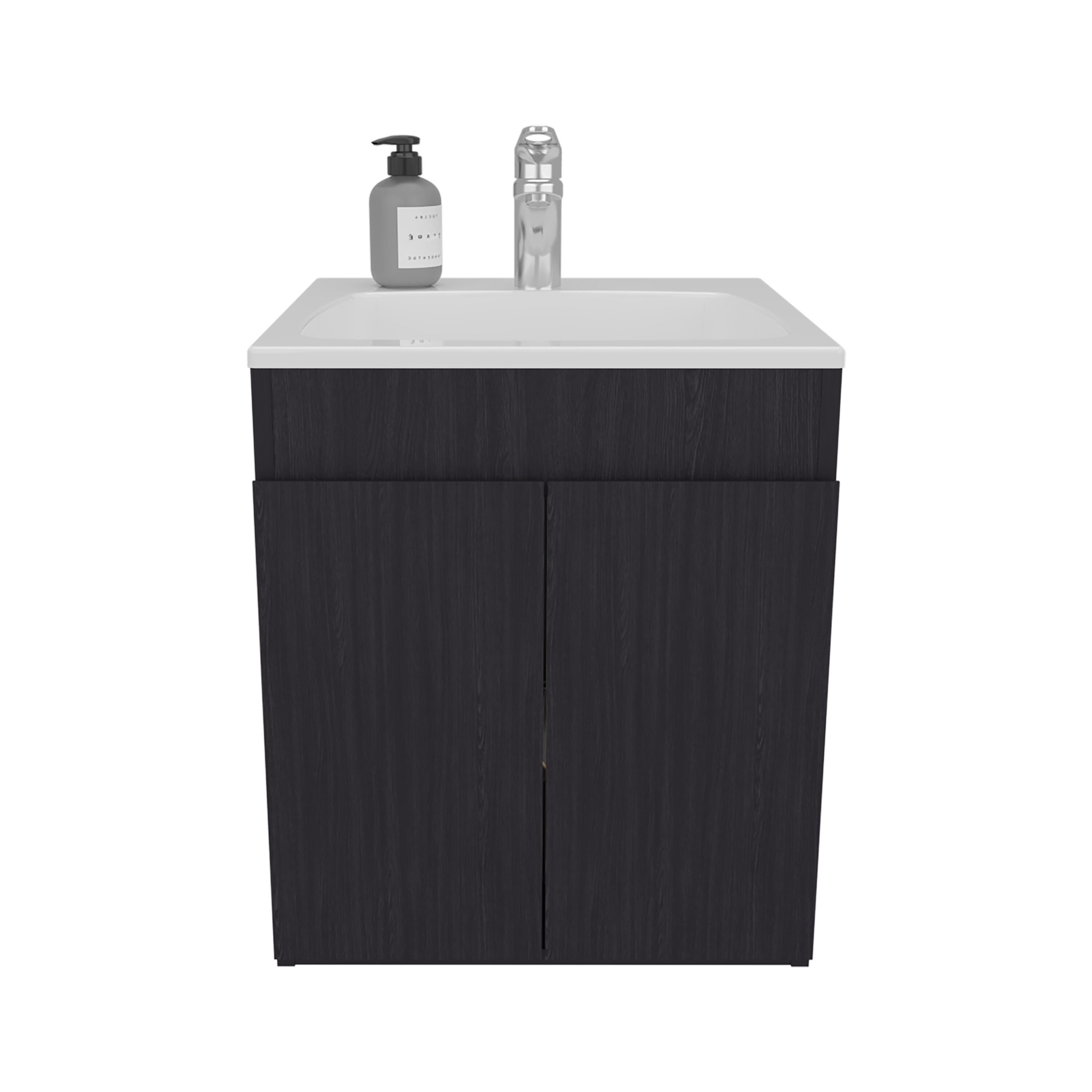 Vanity With Sink, Bathroom Vanity 20.8" H, 2 Doors, Black Wengue - Bathroom, Black Bathroom Vanity,Engineered Wood Single Sink Vanity, Bath & Faucets Bathroom Vanities