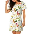thumbnail image 2 of Naloa Chickens A Print Women Nightgowns,Womens Loungewear,Short Sleeve Sleepwear,Comfy Ladies Nightdress, 2 of 6