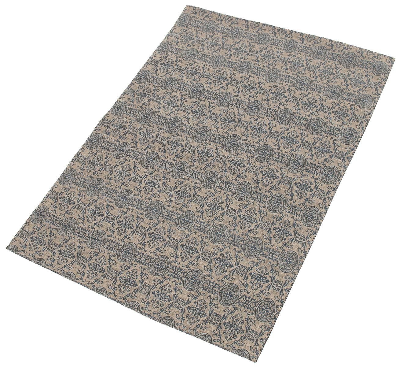 ECARPETGALLERY 4'9" x 6'10" Contemporary Collage Handmade Area Rug for Living Room, Dining Room and Bedroom in Blue