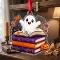 thumbnail image 5 of Qiulaii Reading Ghost Acrylic Suncatcher Cute Halloween Hanging Ornament Window Decor Spooky Holiday Keepsake Gift for Halloween Home Decor, (A), 5 of 6